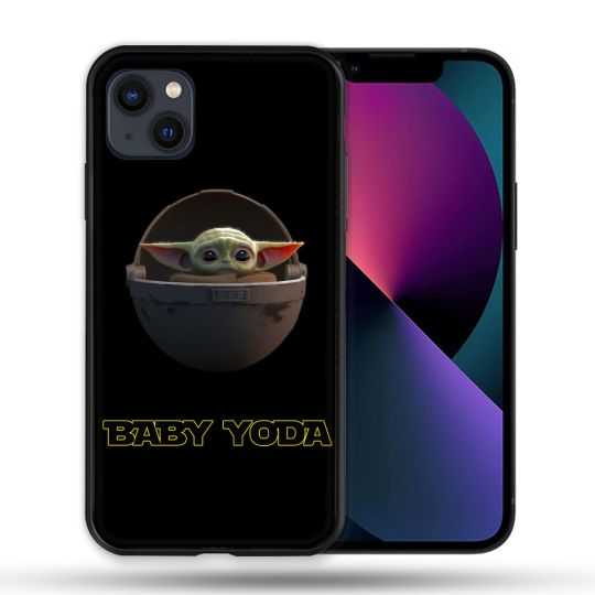 Coque Pour Iphone 14 Max (6.7) Star Wars - Yoda bebe noir