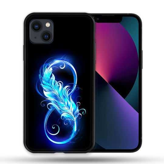 Coque Pour Iphone 14 Max (6.7) Texture Plume Infini Bleu