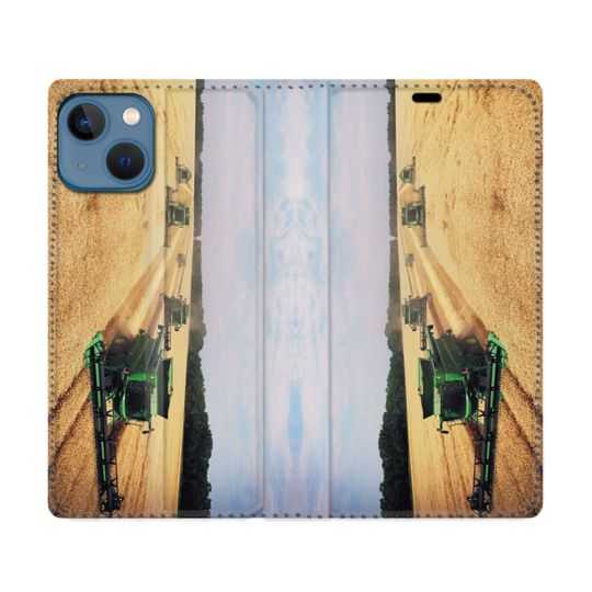 Housse Cuir Portefeuille Pour Iphone 14 Max (6.7) Agriculture Moissonneuse