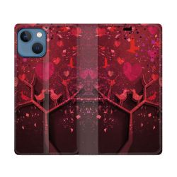 Housse Cuir Portefeuille Pour Iphone 14 Max (6.7) Amour Arbre