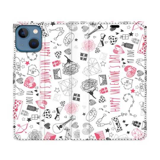 Housse Cuir Portefeuille Pour Iphone 14 Max (6.7) Amour Valentines