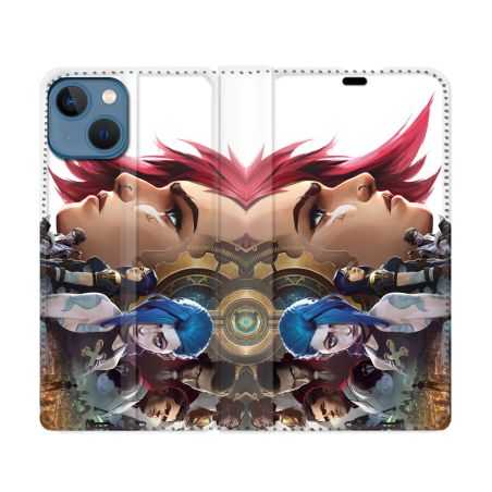 Housse Cuir Portefeuille Pour Iphone 14 Max (6.7) Arcane Jynx Sœur