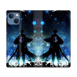 Housse Cuir Portefeuille Pour Iphone 14 Max (6.7) Manga Attaque Titans Levi