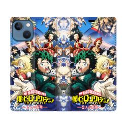 Housse Cuir Portefeuille Pour Iphone 14 Max (6.7) Manga My Hero Academia Affiche