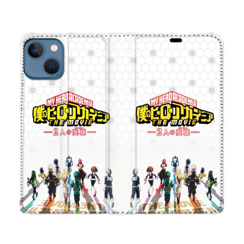 Housse Cuir Portefeuille Pour Iphone 14 Max (6.7) Manga My Hero Academia Blanc