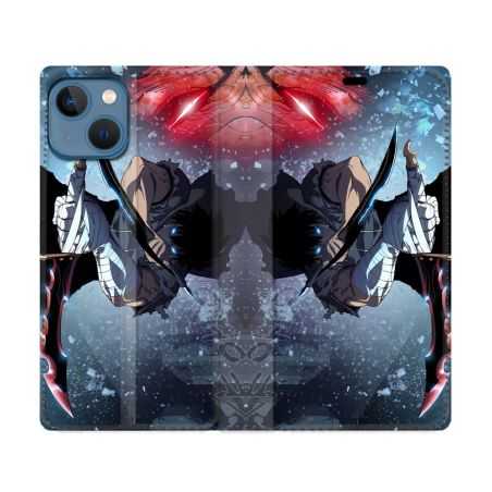 Housse Cuir Portefeuille Pour Iphone 14 Max (6.7) Manga Solo Leveling Sung Epee