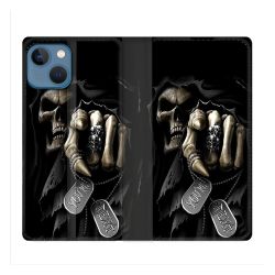 Housse Cuir Portefeuille Pour Iphone 14 Max (6.7) Tete de Mort Your Next