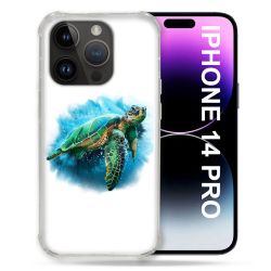 Coque Pour Iphone 14 Pro (6.1) Animal Tortue Blanche multicolore