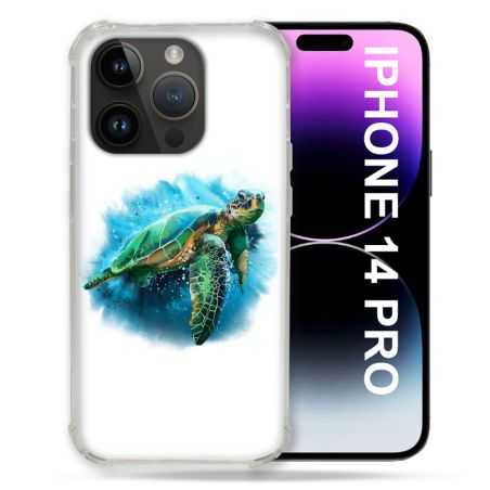Coque Pour Iphone 14 Pro (6.1) Animal Tortue Blanche multicolore