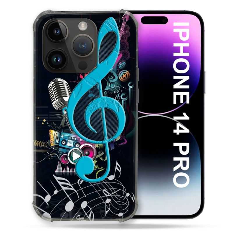 Coque Pour Iphone 14 Pro (6.1) Musique Cle Sol Bleu
