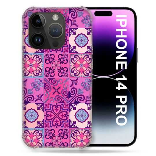 Coque Pour Iphone 14 Pro (6.1) Texture Carreau Ciment Violet