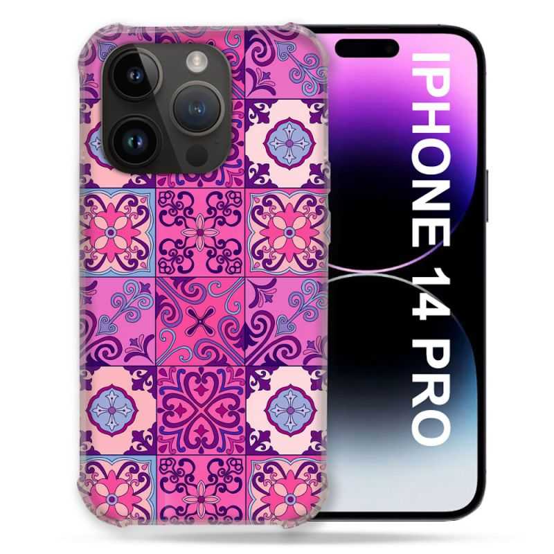 Coque Pour Iphone 14 Pro (6.1) Texture Carreau Ciment Violet