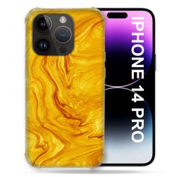 Coque Pour Iphone 14 Pro (6.1) Texture Marbre Jaune
