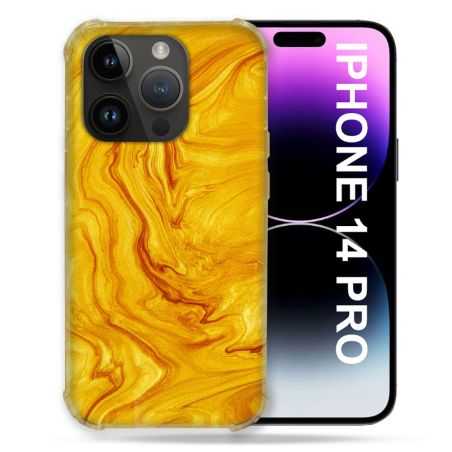 Coque Pour Iphone 14 Pro (6.1) Texture Marbre Jaune