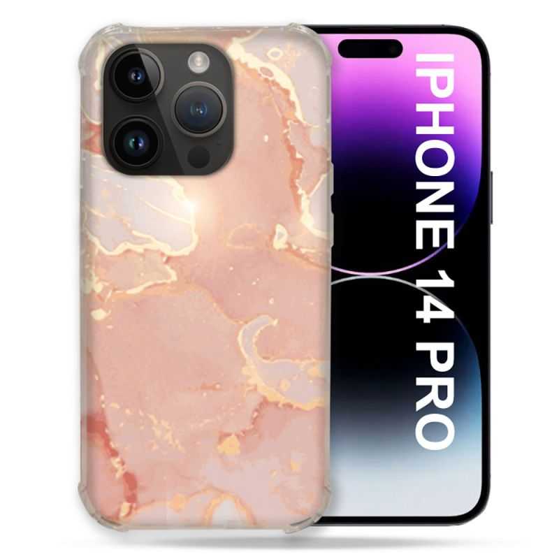 Coque Pour Iphone 14 Pro (6.1) Texture Marbre Rose