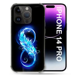 Coque Pour Iphone 14 Pro (6.1) Texture Plume Infini Bleu