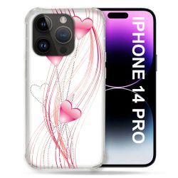 Coque Compatible MagSafe Pour Iphone 14 Pro (6.1) Amour Coeur Rose Montant sur Blanc