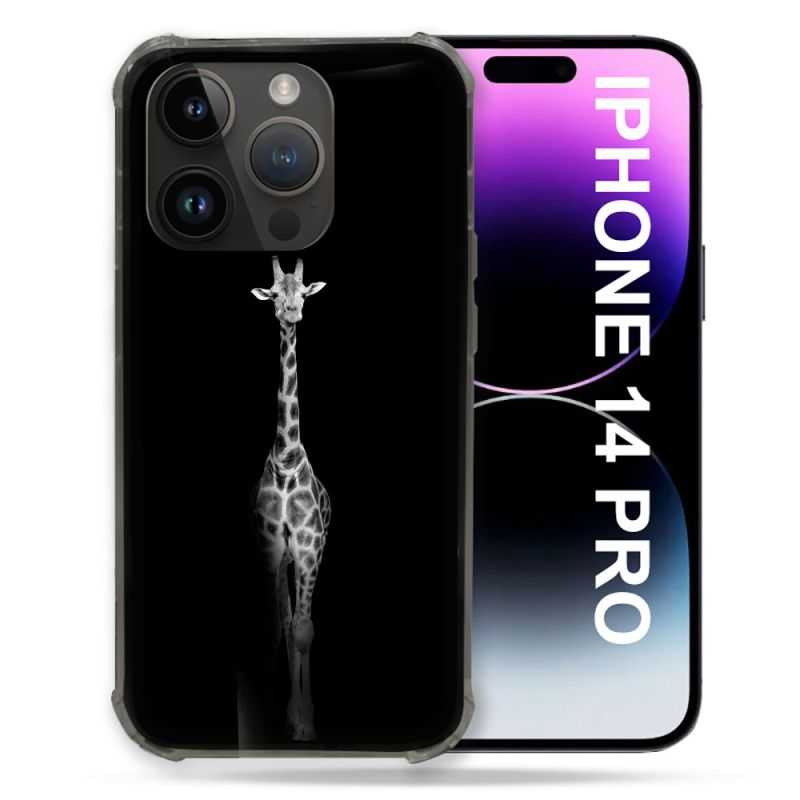 Coque Compatible MagSafe Pour Iphone 14 Pro (6.1) Animal Girafe Noire