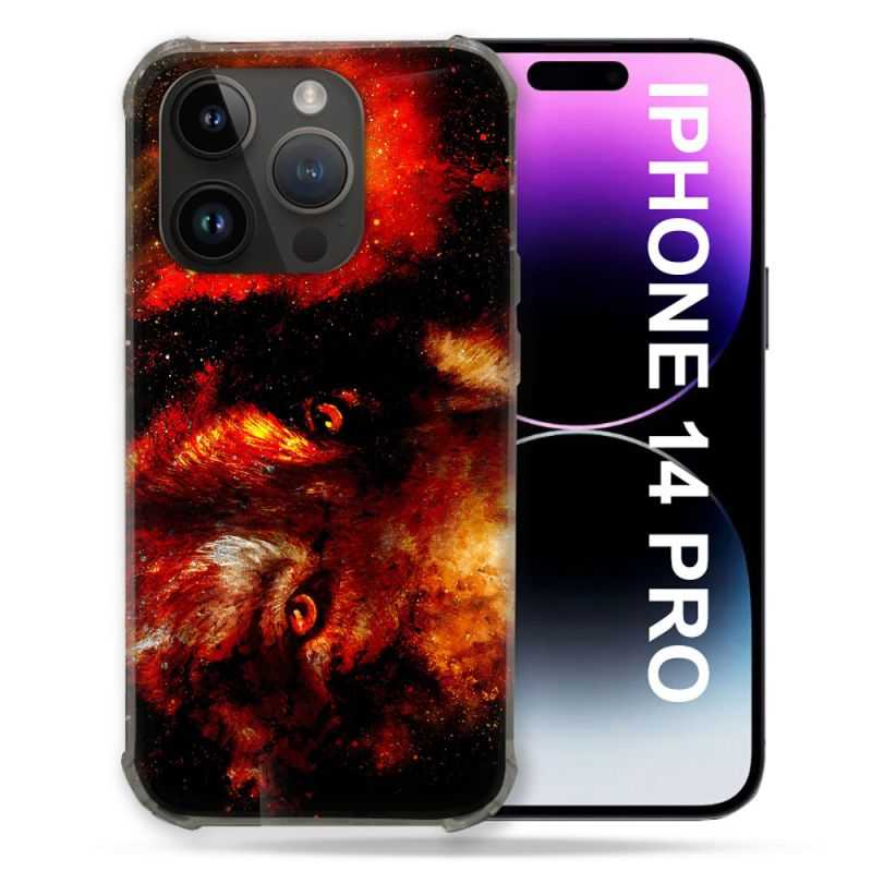 Coque Compatible MagSafe Pour Iphone 14 Pro (6.1) Animal Loup Espace