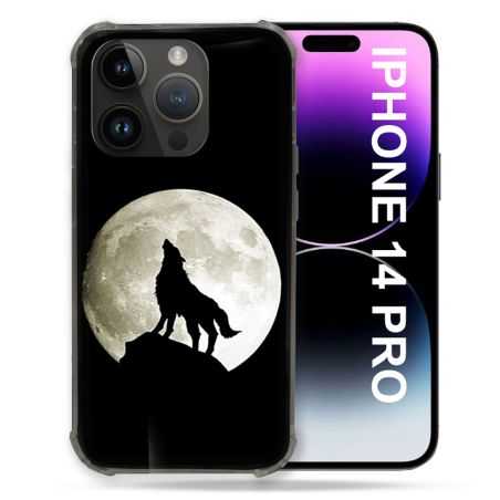 Coque Compatible MagSafe Pour Iphone 14 Pro (6.1) Animal Loup Noir