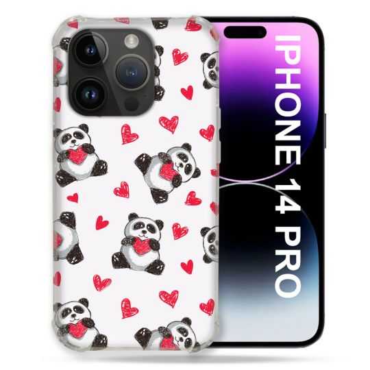 Coque Compatible MagSafe Pour Iphone 14 Pro (6.1) Animal Panda Cœur