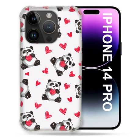 Coque Compatible MagSafe Pour Iphone 14 Pro (6.1) Animal Panda Cœur