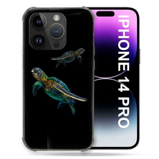 Coque Compatible MagSafe Pour Iphone 14 Pro (6.1) Animal Tortue Noire multicolore