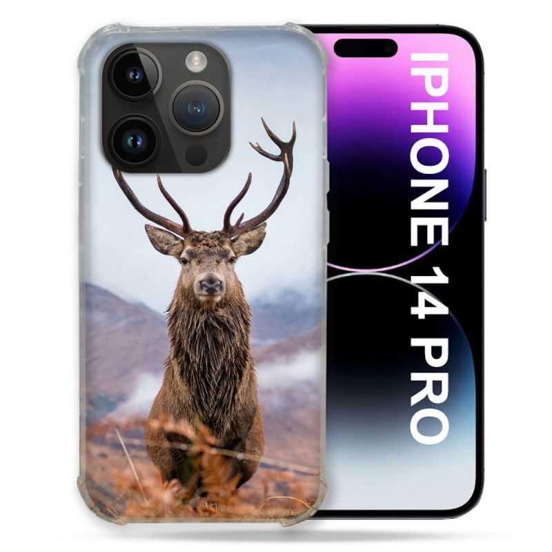 Coque Compatible MagSafe Pour Iphone 14 Pro (6.1) Chasse Chevreuil Montagne