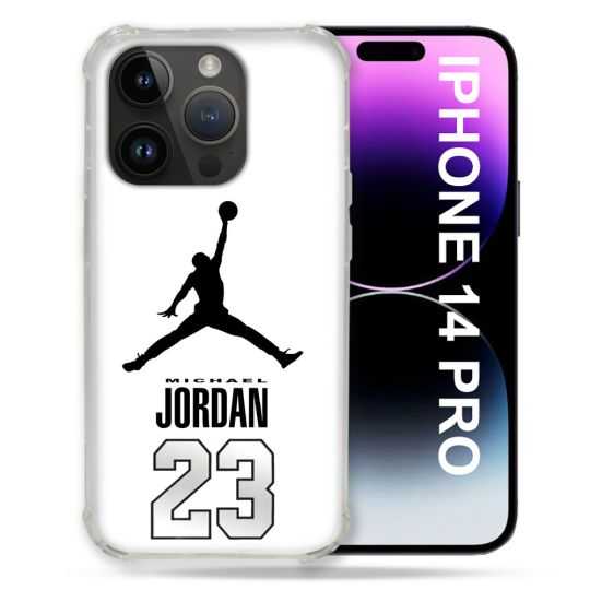 Coque Compatible MagSafe Pour Iphone 14 Pro (6.1) Jordan 23 Blanc