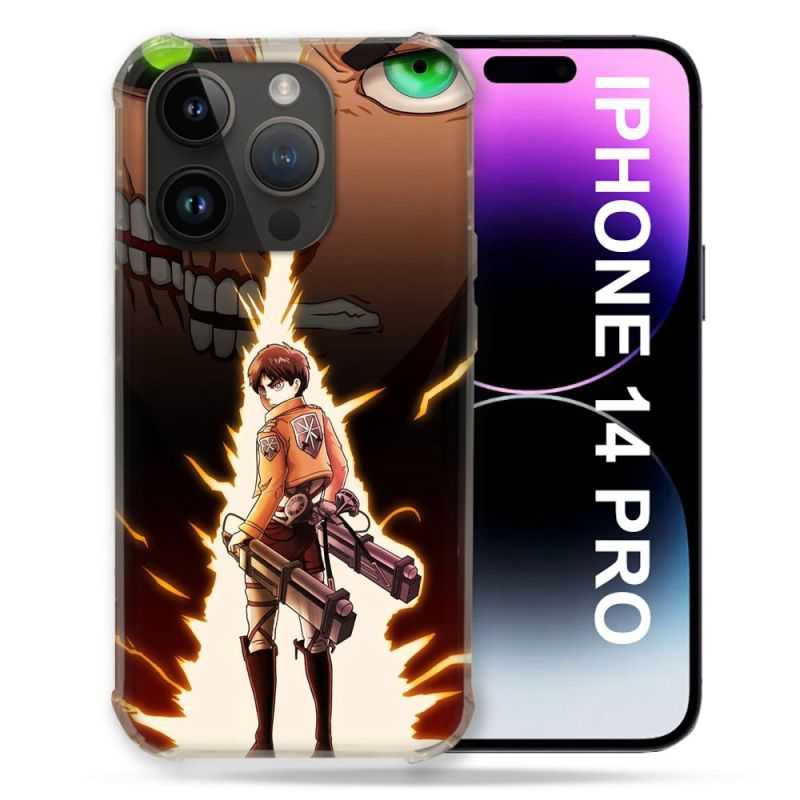 Coque Compatible MagSafe Pour Iphone 14 Pro (6.1) Manga Attaque Titans Eren Eclair
