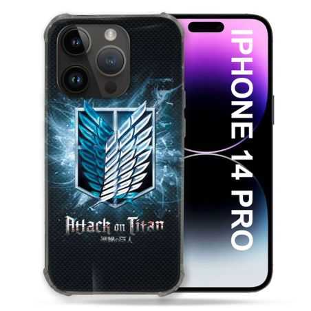 Coque Compatible MagSafe Pour Iphone 14 Pro (6.1) Manga Attaque Titans Noir