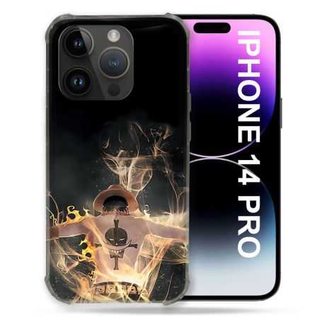 Coque Compatible MagSafe Pour Iphone 14 Pro (6.1) Manga One Piece Ace Noir