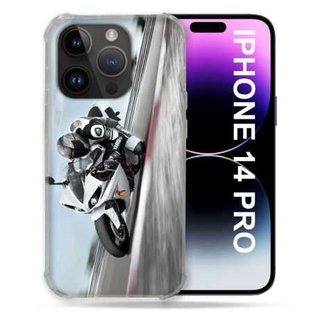 Coque Compatible MagSafe Pour Iphone 14 Pro (6.1) Moto Course GP Blanche