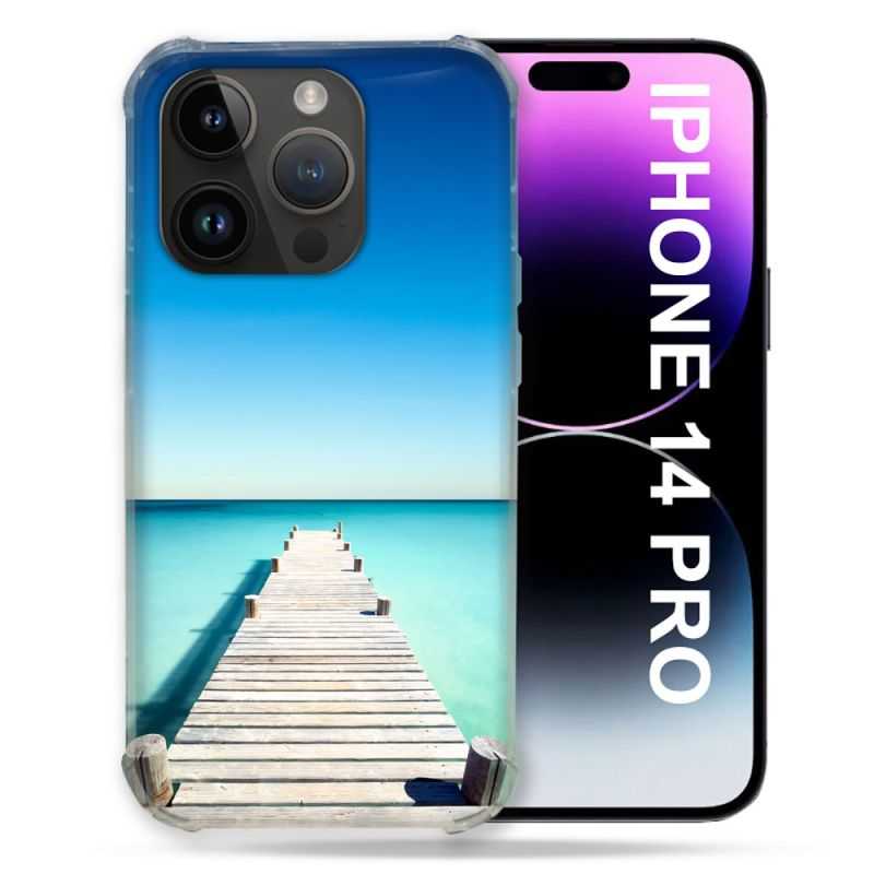 Coque Compatible MagSafe Pour Iphone 14 Pro (6.1) Nature Pont Mer