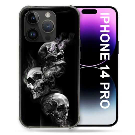 Coque Compatible MagSafe Pour Iphone 14 Pro (6.1) Tete de Mort Triple