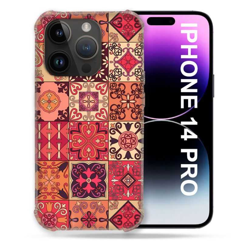 Coque Compatible MagSafe Pour Iphone 14 Pro (6.1) Texture Carreau Ciment Rouge