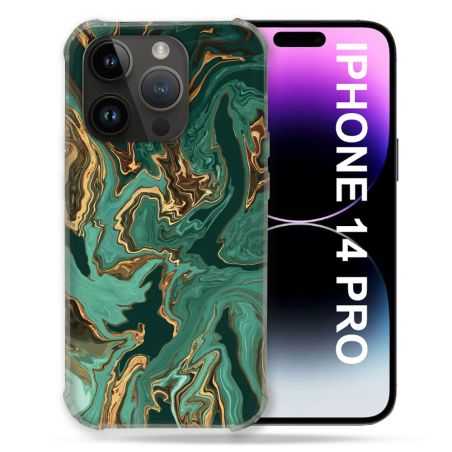 Coque Compatible MagSafe Pour Iphone 14 Pro (6.1) Texture Marbre Vert