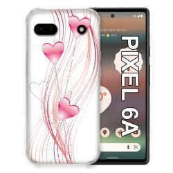 Coque Pour Google Pixel 6A Amour Coeur Rose Montant sur Blanc