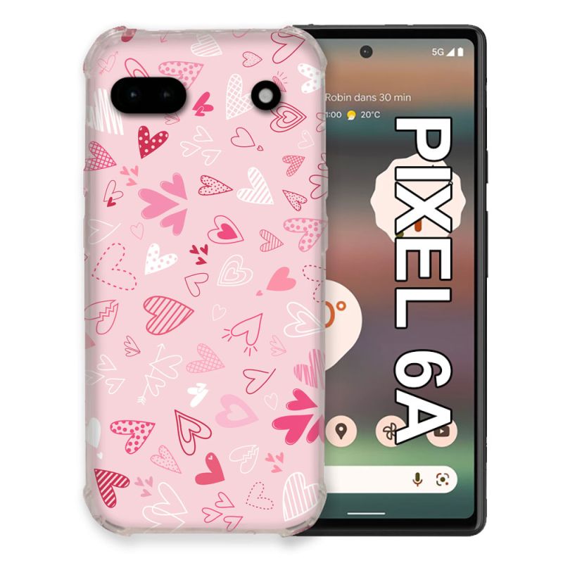 Coque Pour Google Pixel 6A Amour Ptis Coeurs