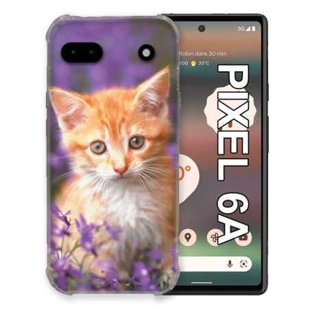 Coque Pour Google Pixel 6A Animal Chat Violet