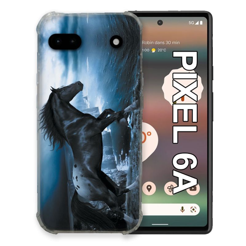 Coque Pour Google Pixel 6A Animal Cheval Noir