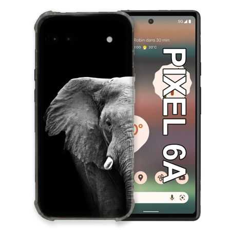 Coque Pour Google Pixel 6A Animal Elephant Noir