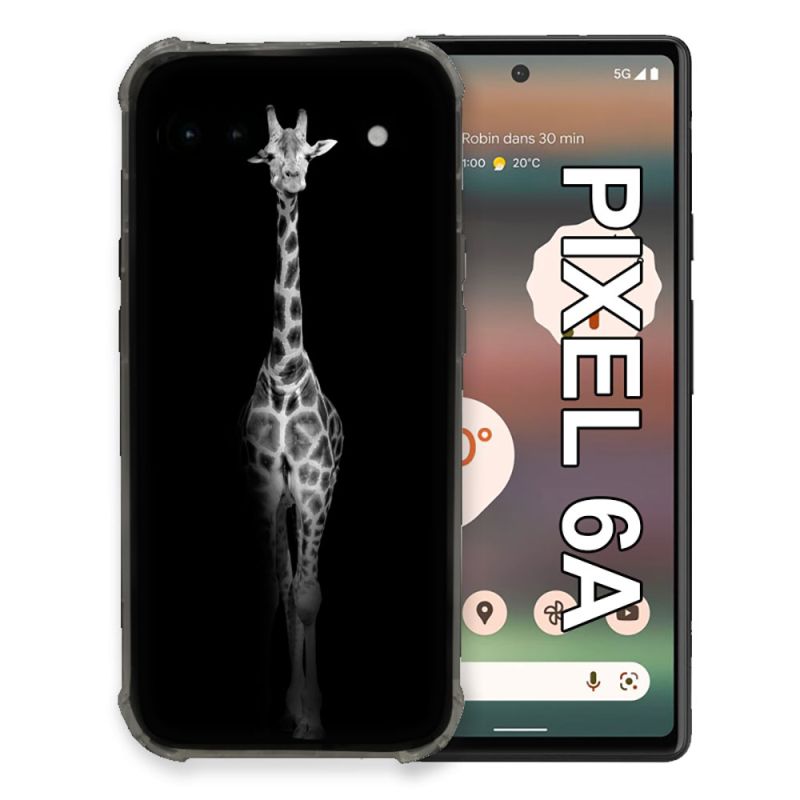 Coque Pour Google Pixel 6A Animal Girafe Noire