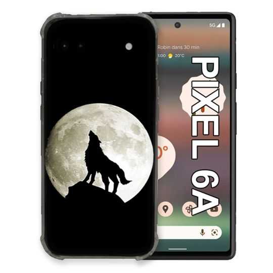 Coque Pour Google Pixel 6A Animal Loup Noir