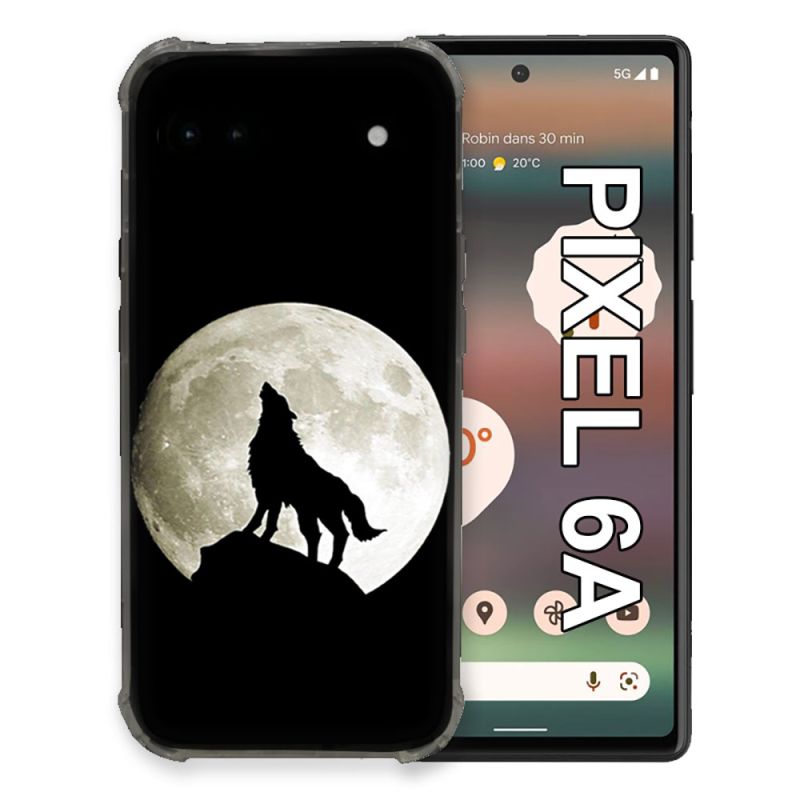 Coque Pour Google Pixel 6A Animal Loup Noir