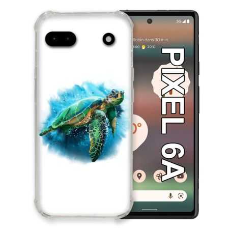 Coque Pour Google Pixel 6A Animal Tortue Blanche multicolore