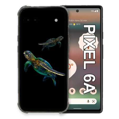 Coque Pour Google Pixel 6A Animal Tortue Noire multicolore