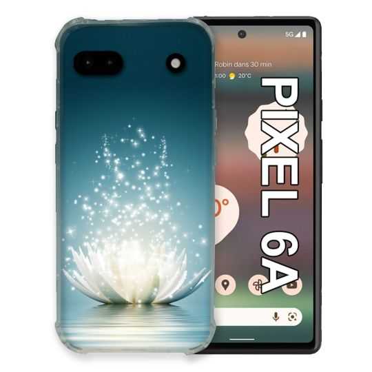 Coque Pour Google Pixel 6A Fleur Lotus Blanc