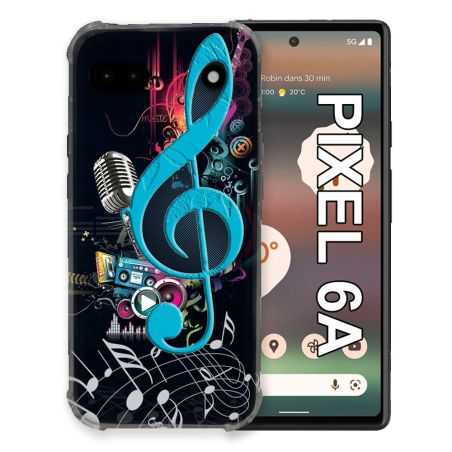 Coque Pour Google Pixel 6A Musique Cle Sol Bleu