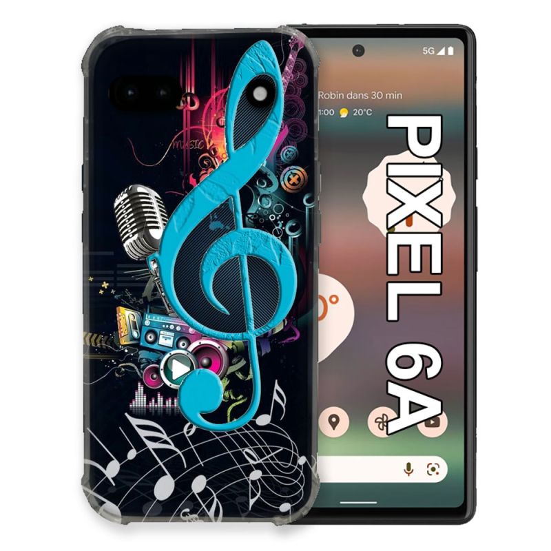 Coque Pour Google Pixel 6A Musique Cle Sol Bleu